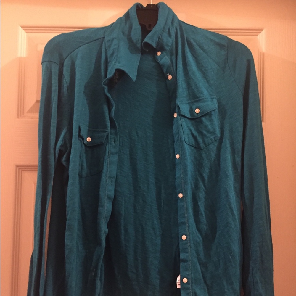 Long-sleeve button-up blouse